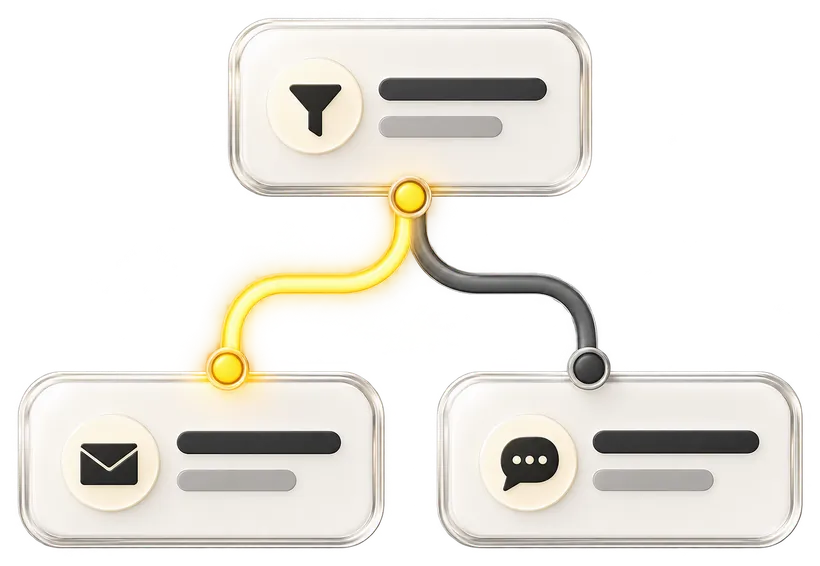 Branching workflow choosing between email and chat
